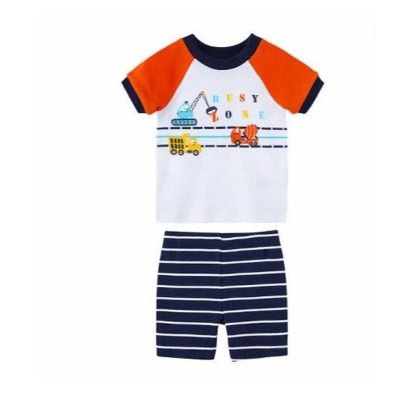 Little Boys Construction Vehicle Pajama 5 piece set Baby Boy PJS - Picture 4 of 7